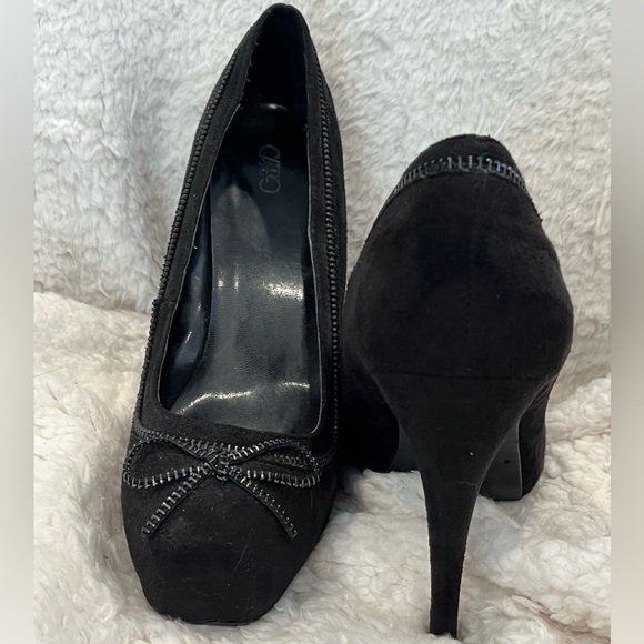 Womens Pumps Black Suede Hidden Platform Zipper Detail Size - Picture 2 of 5